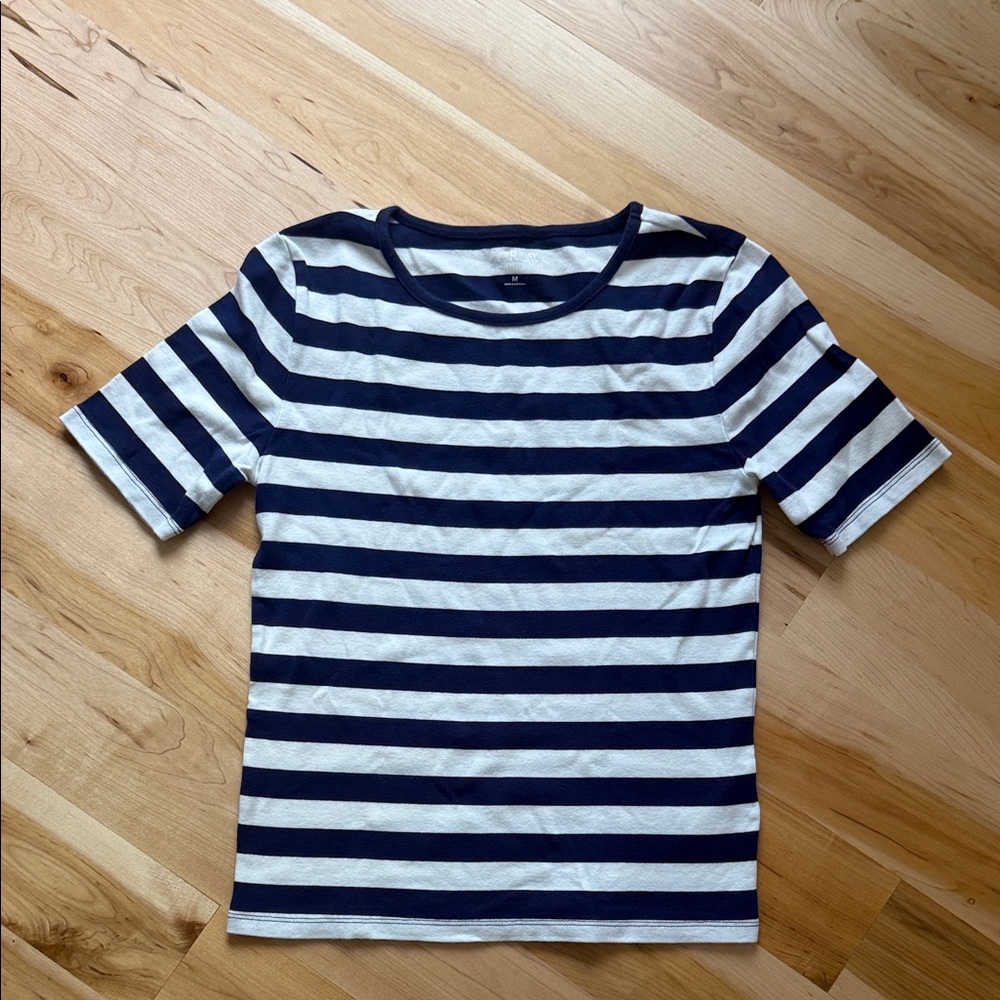 J. Crew Navy and White Striped Short Sleeve Tee